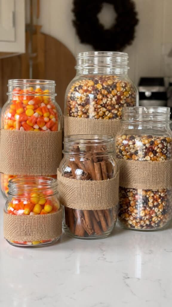 Glass Jar Collection With Fall Fillers