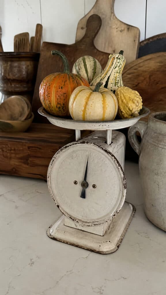 Vintage Scale Decorated With Gourds