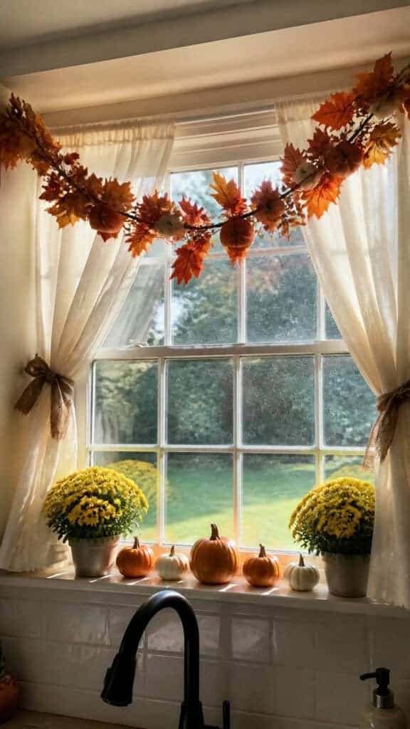 Transform Your Kitchen Window with Fall Flair