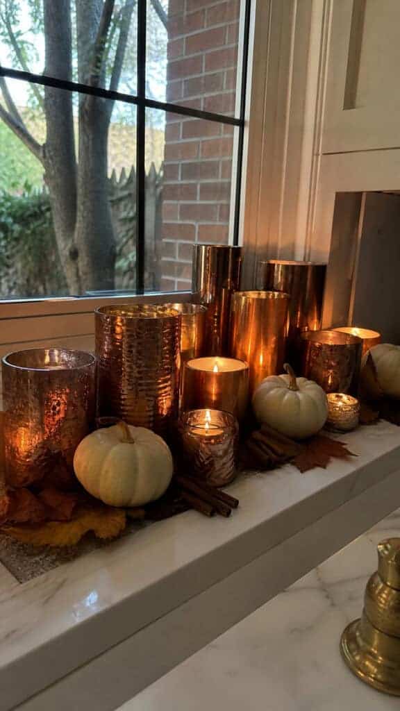 Copper and Gold Candle Arrangement