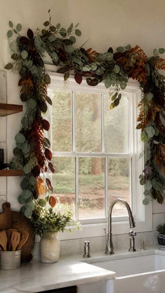 Hanging Eucalyptus and Fall Foliage Garland