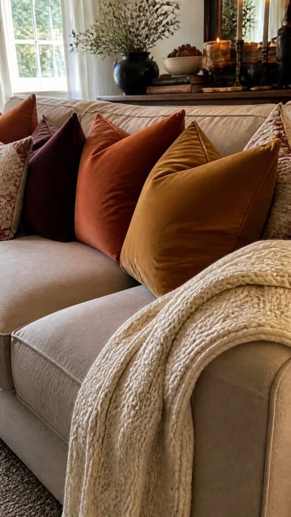 Layer Textures with Throw Pillows and Blankets
