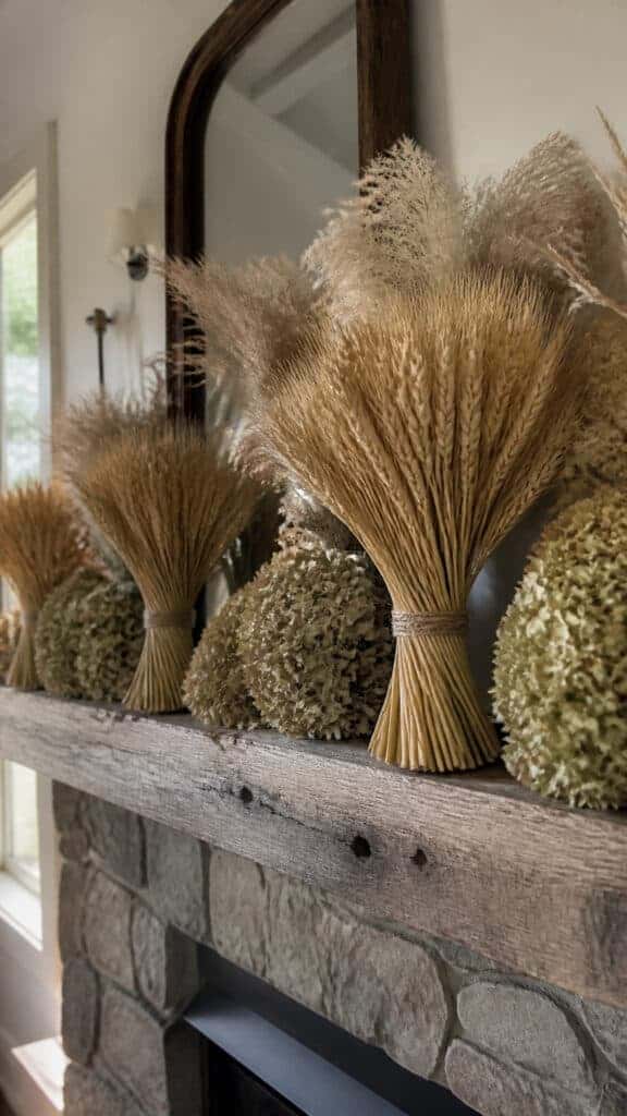 Natural Wheat and Dried Flower Garland