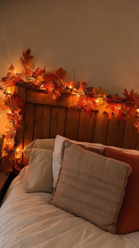 Autumn Garland With Leaves And Lights