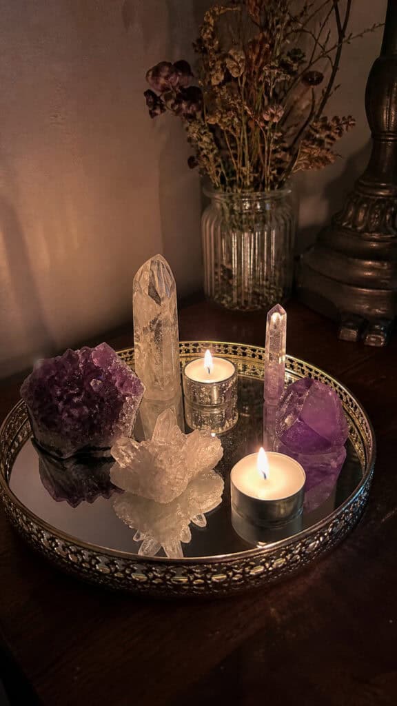 Mystical Crystal And Candle Display