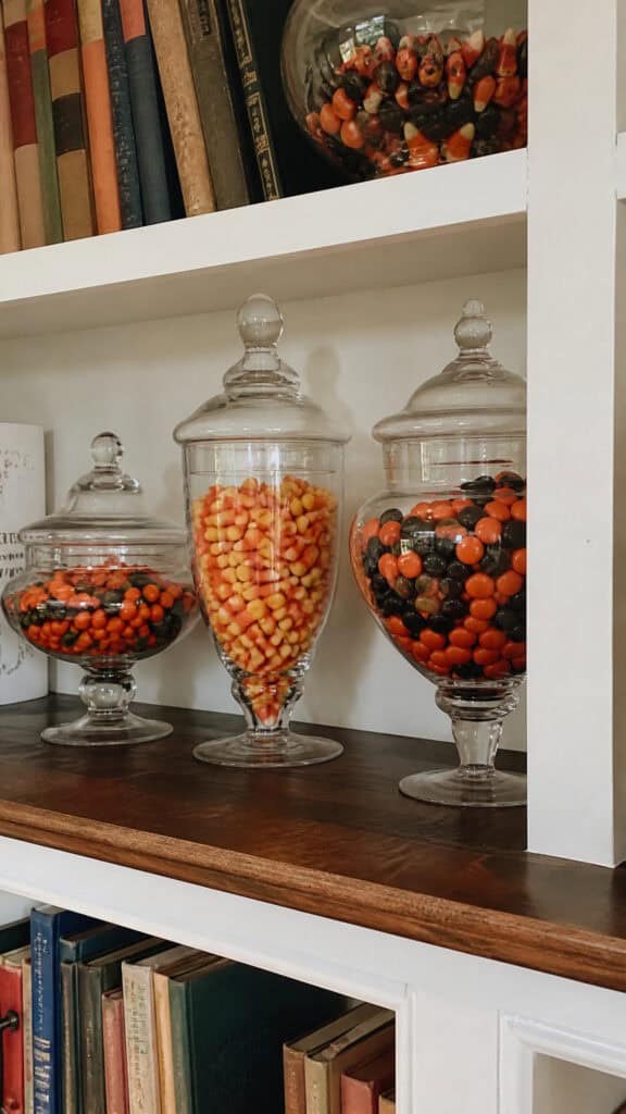 Add Apothecary Jars with Halloween Treats