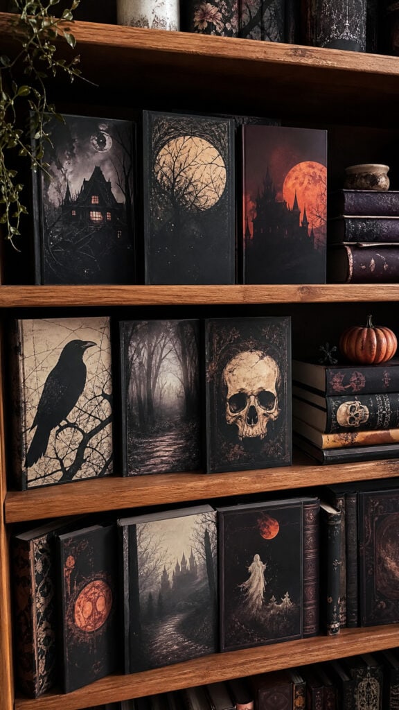 Stack Books with Spooky Covers Front-Facing