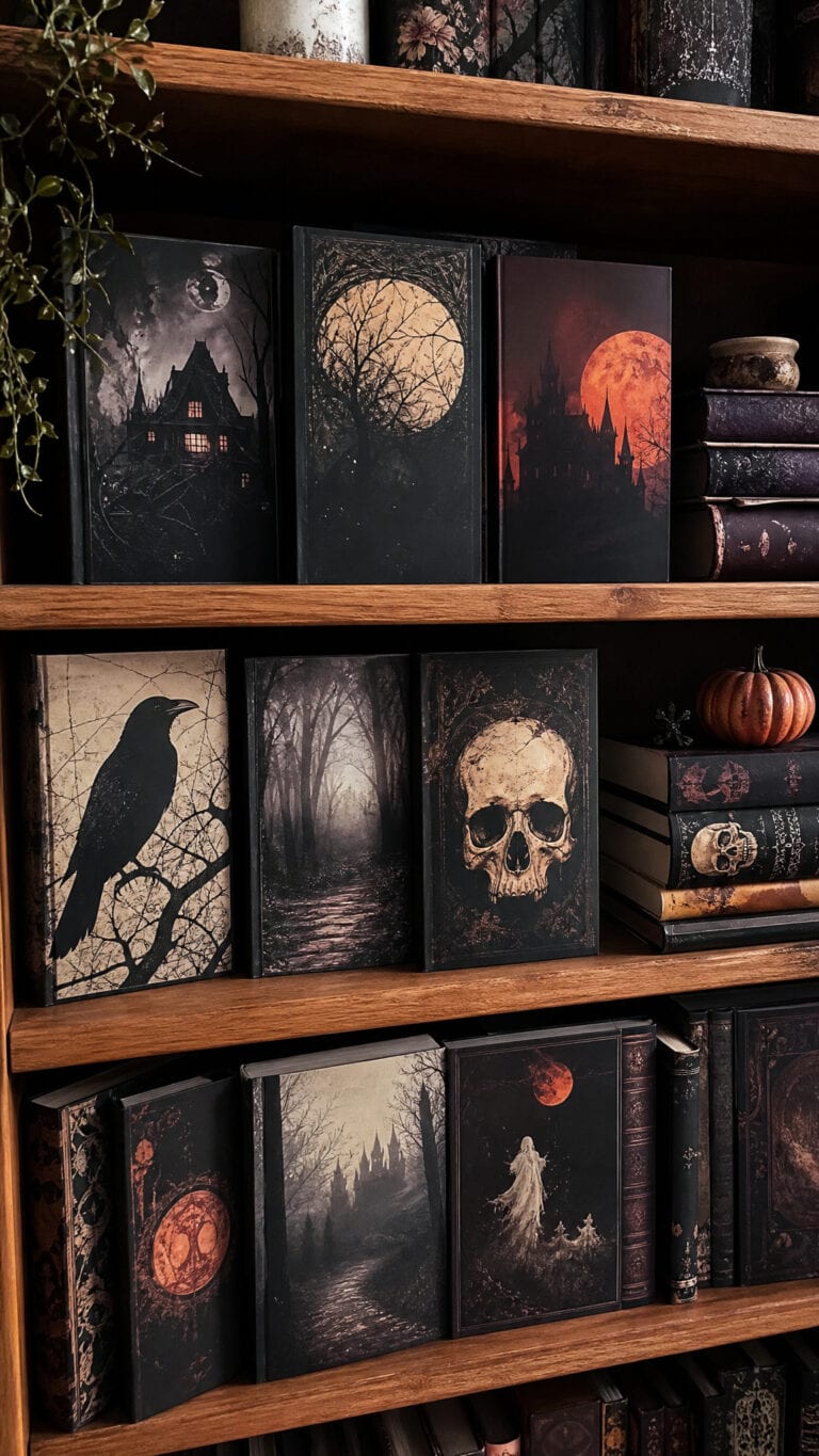 Stack Books with Spooky Covers Front-Facing