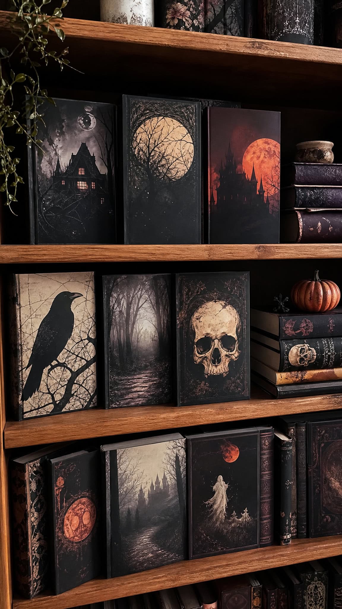 Stack Books with Spooky Covers Front-Facing