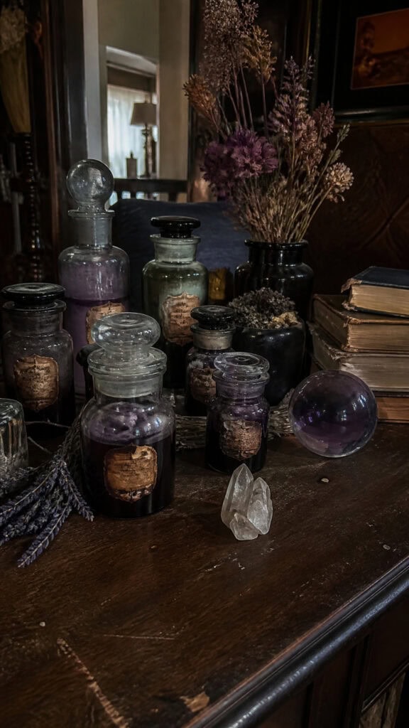 Spooky Apothecary Bottle Display