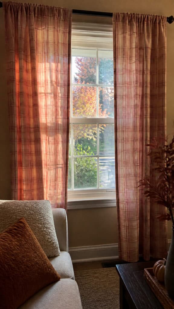 Blush Pink Plaid Curtains or Window Treatments