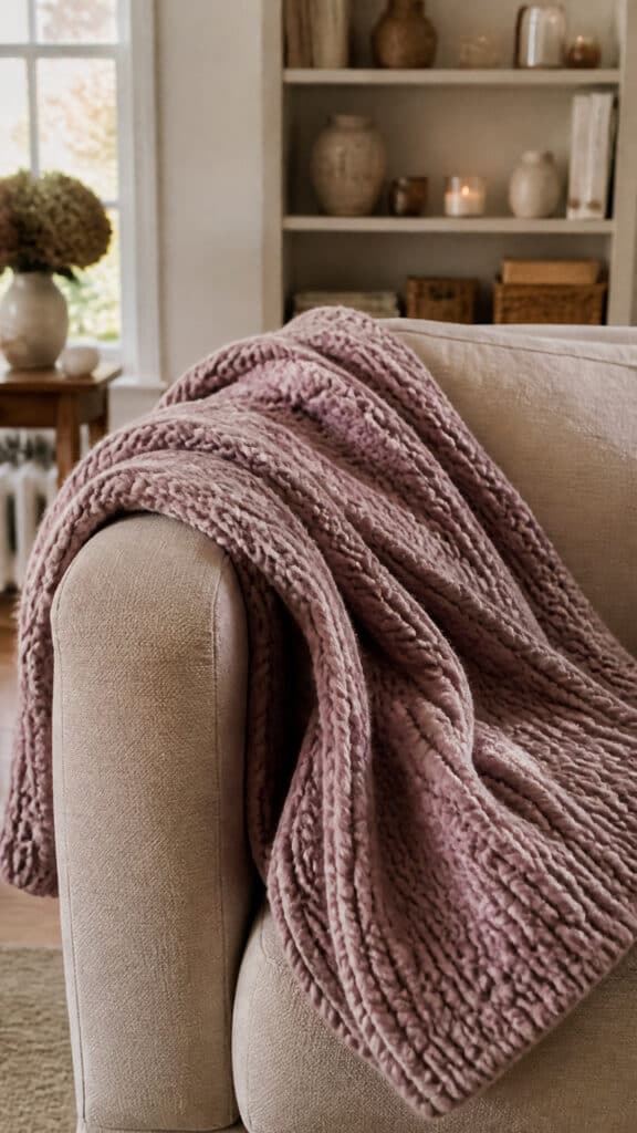 Mauve Knit Throw Blankets
