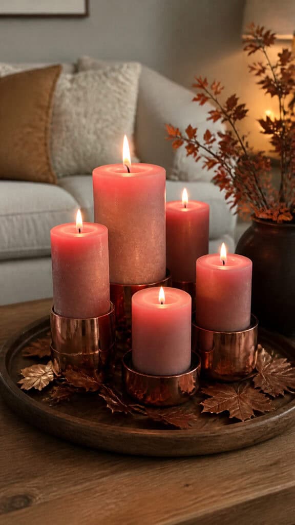 Pink and Copper Fall Candle Display