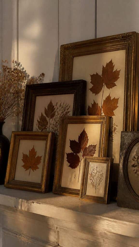 Antique Frames with Pressed Leaves or Botanical Prints