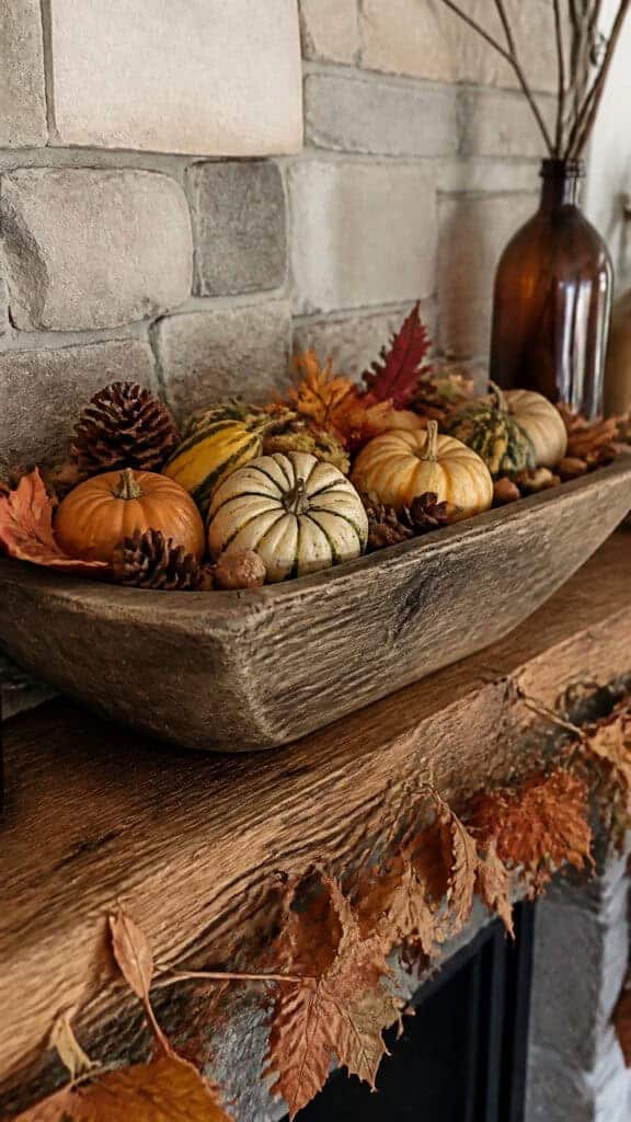Old Wooden Dough Bowl Centerpiece