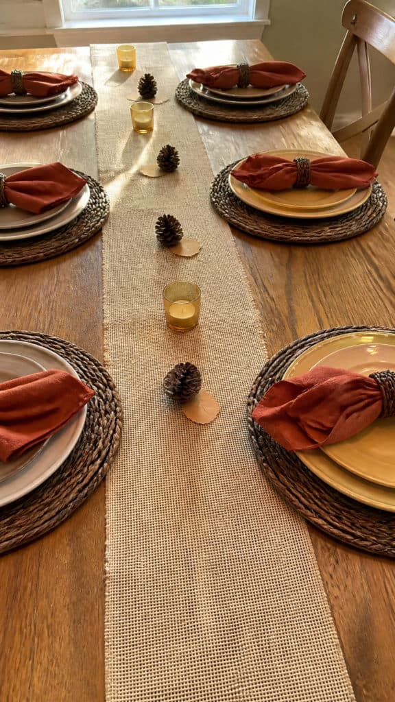 Burlap Table Runner with Personalized Name Tags