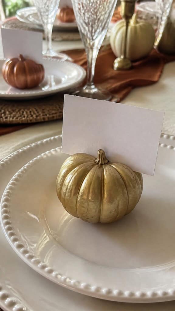 Painted Pumpkin Place Card Holders
