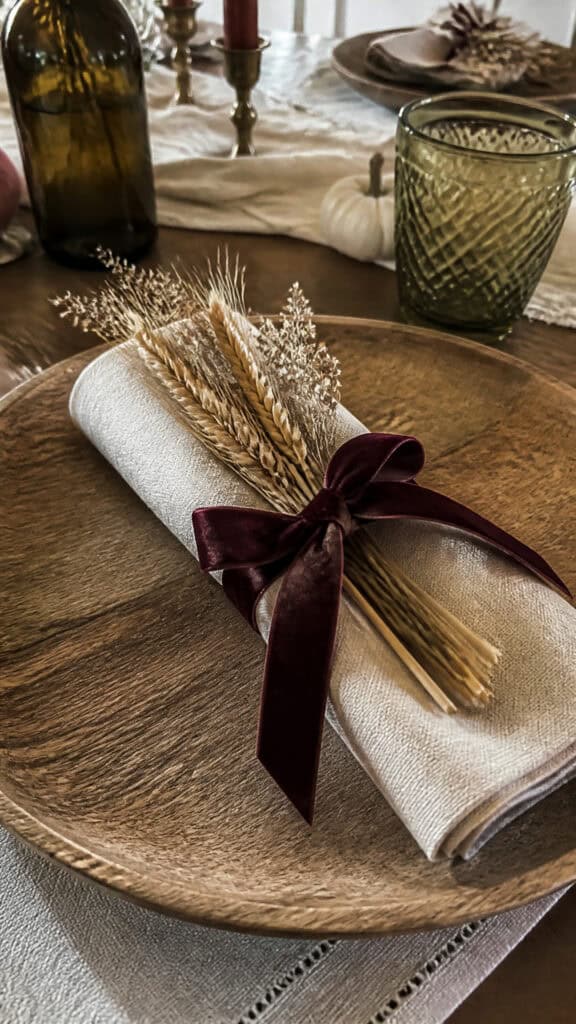 Wheat Bundle Napkin Rings with Ribbon Accents