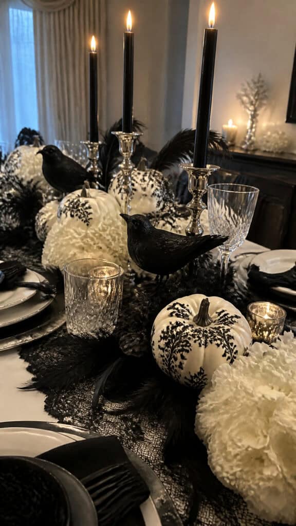 Elegant Black and White Gothic Display