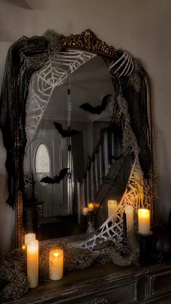 Haunted Mirror with Spooky Silhouettes