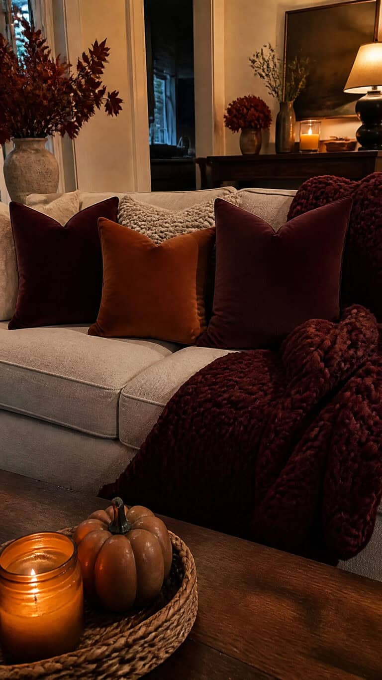Layer Burgundy Throw Pillows and Blankets for Instant Warmth