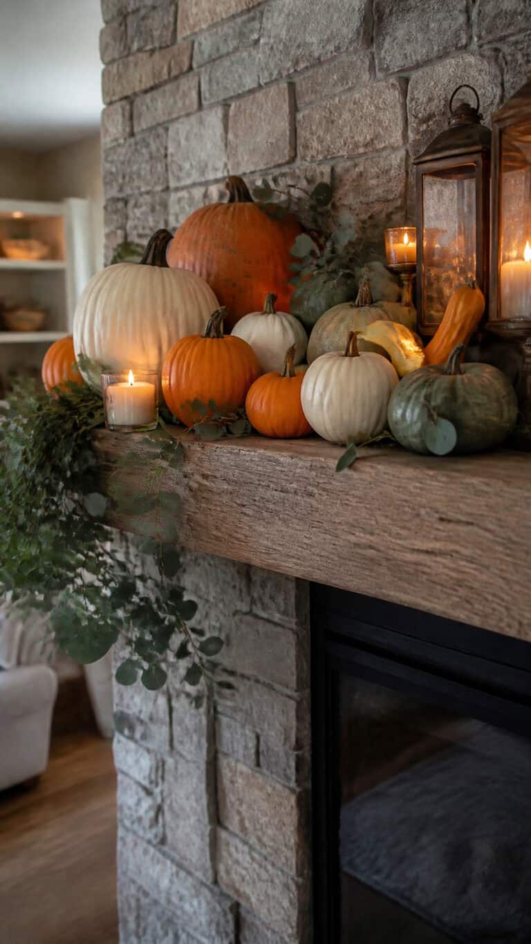 Layer Natural Elements with Pumpkins and Gourds