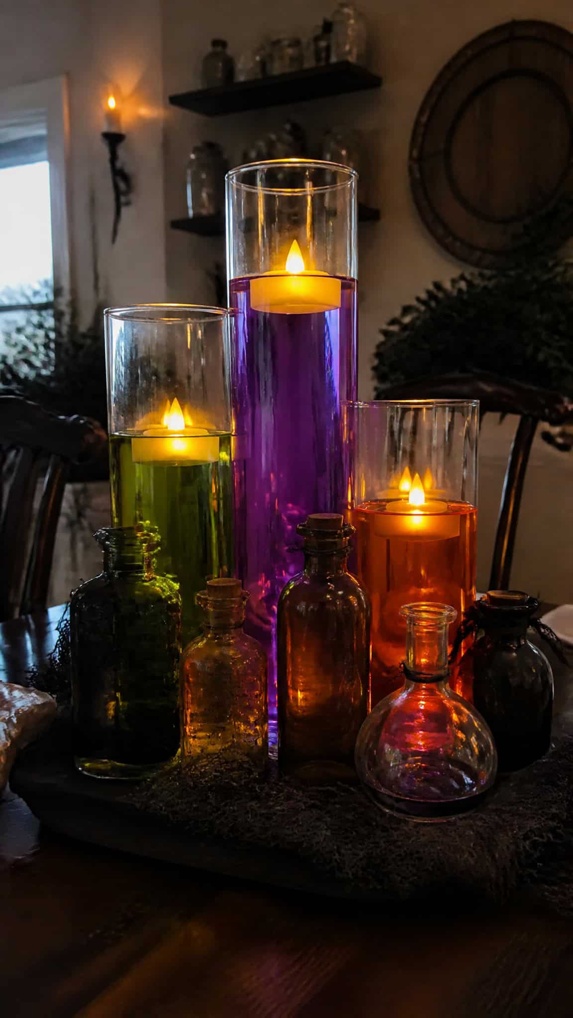 Floating Candle Magic with Potion Bottles